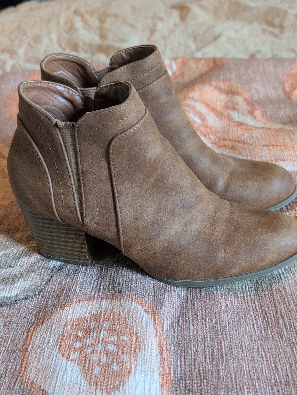 Xappeal Brown Ankle Booties with Block Heel